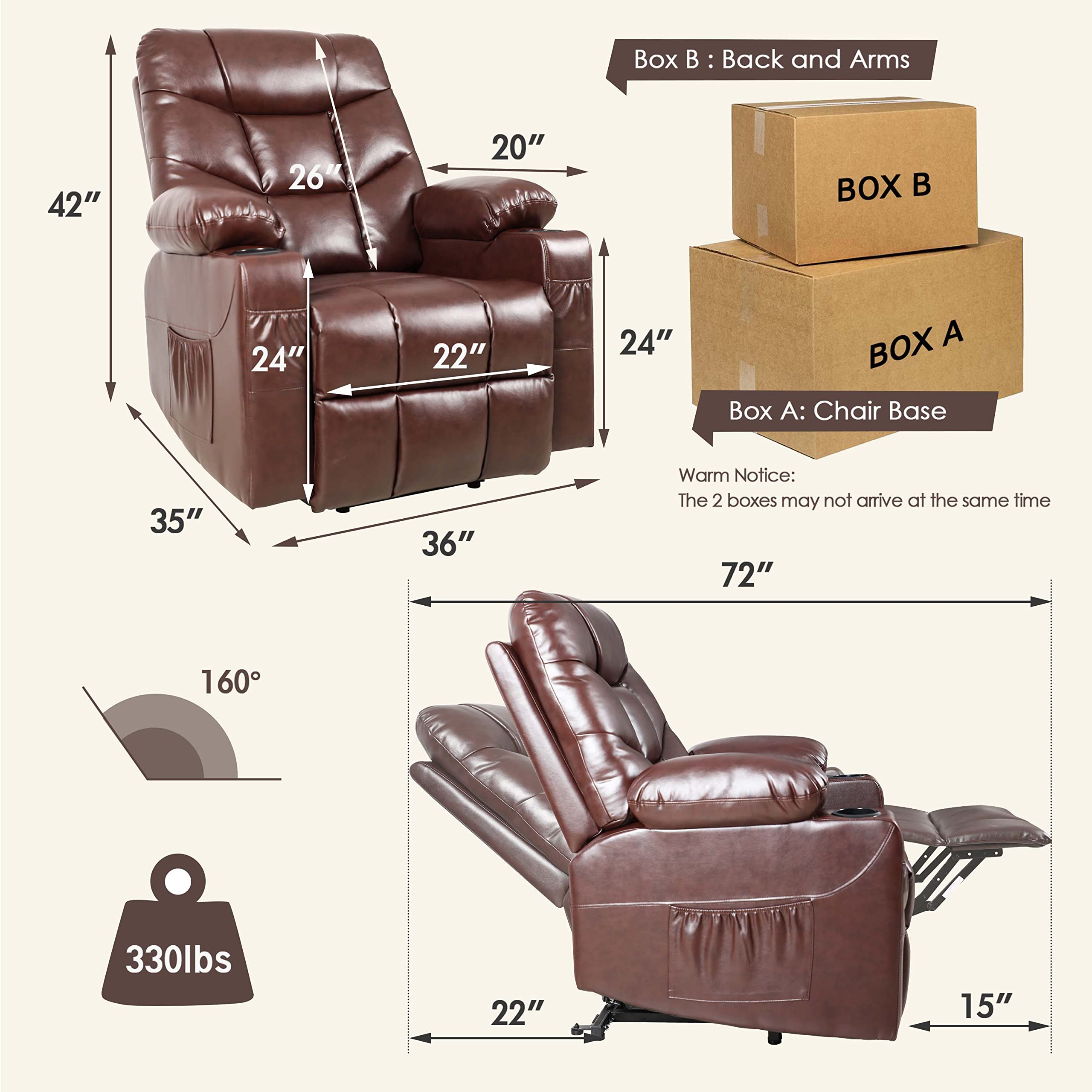 EaseMotion Power Lift Recliner Chair – Cup Holders & Wired Control