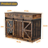 48" Double Dog Crate Furniture with Divider & Storage Drawers