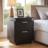 Nightstand, Night Stand with Drawers, Black Bedside Table, Modern End Side Table