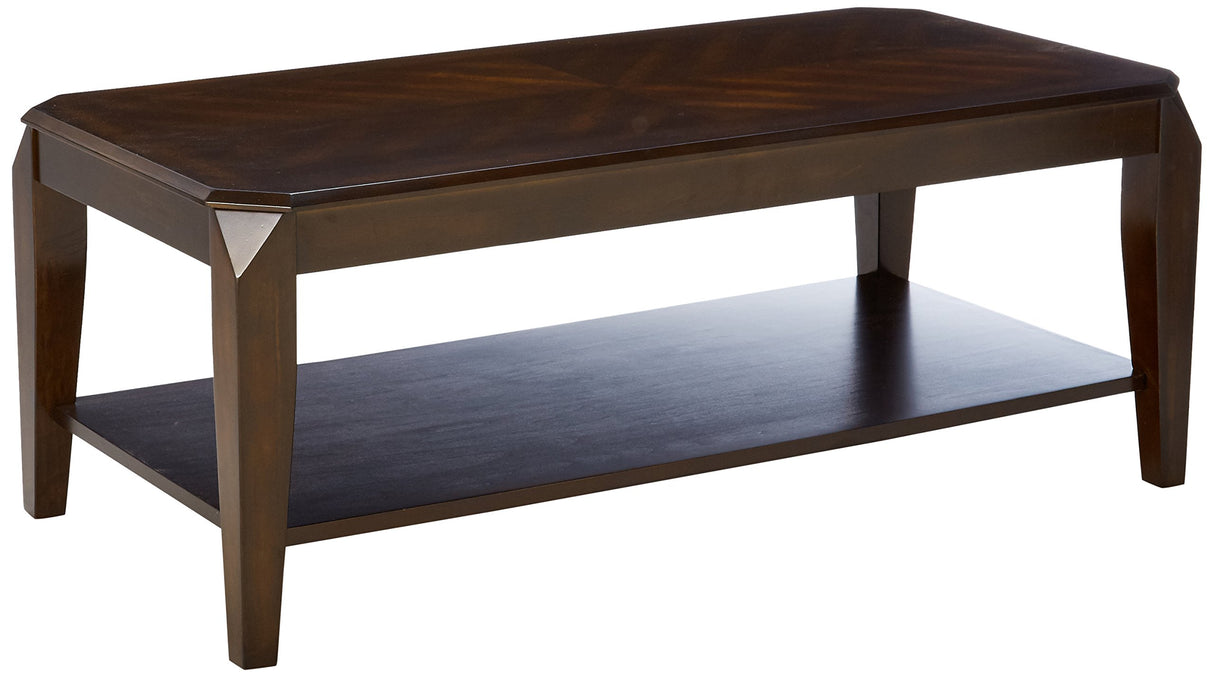 Docila 3 Piece Wooden Coffee Table Set in Walnut