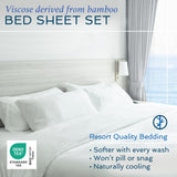 100% Viscose Derived from Bamboo Sheets Full- Cooling Luxury Bed Sheets w Deep