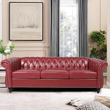 Chesterfield Sofa, Classic Tufted Upholstered Leather Couch, Modern 3 Seater Couch