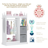 Kids Play Armoire with Mirror, Storage Bins and Closet for Dress Up and Costumes