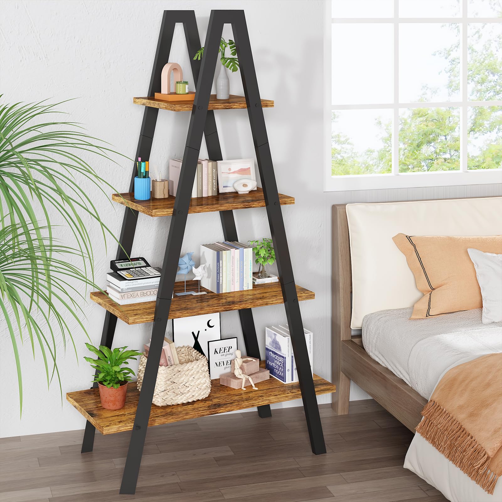 Industrial Bookshelf with Metal Frame by Recaceik - For Home Office and Living Room