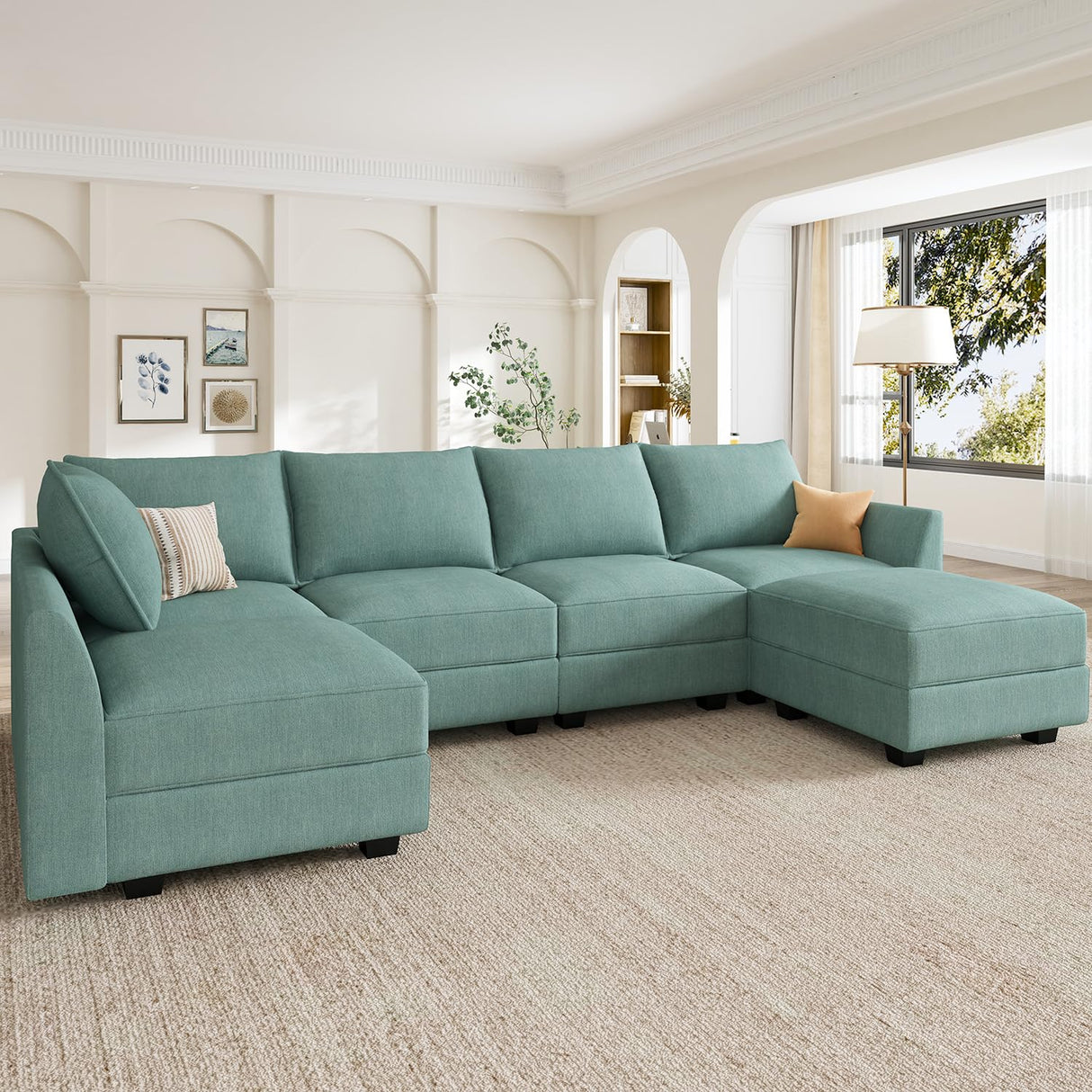 Modular Sofa Sectional L Shaped Couch with Storage Seat, Convertible Modular Sectional