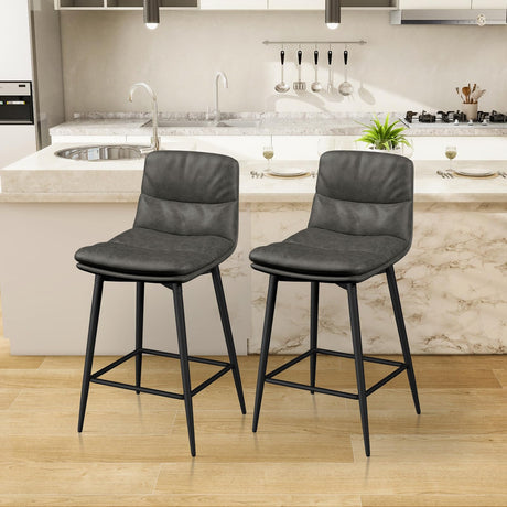 26 Inch Counter Height Bar Stools Set of 2, Double-Layer Upholstered Dinner Bar Stools