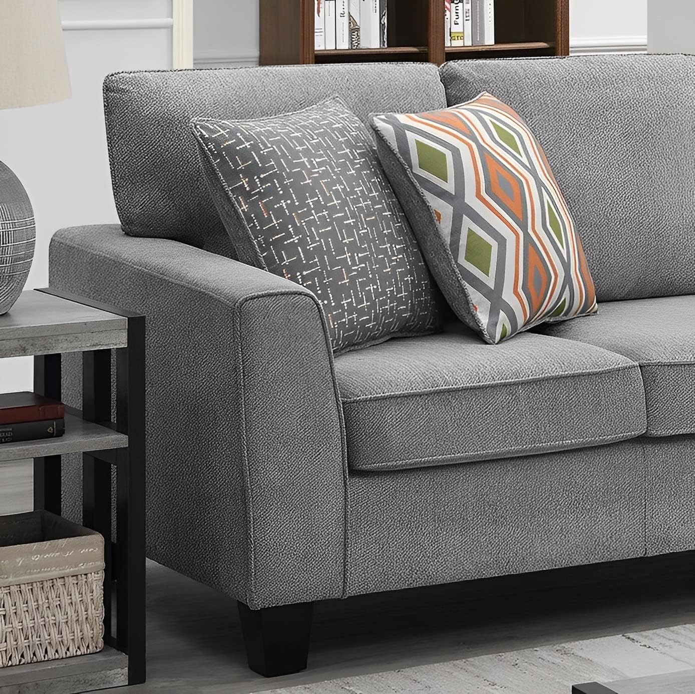 Sectional Sofa with 4 Cushions, Modern Tufted Micro Cloth L-Shaped Sofa Couch