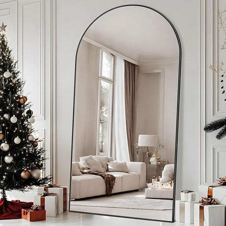 Length Mirror,76"x34" Arched Full Body Mirror,Floor Mirror with Stand,Body Mirror Standing Hanging Leaning Against Wall,Aluminum Frame Large Mirror for Bedroom Cloakroom,Living Room,Gold