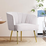 Velvet Lounge Chair Living Room, Modern Side Chair Vanity Chair with Golden Metal Legs for Living Room Dressing Room Bedroom Home Office Kitchen, White