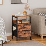 Nightstands Set 2, Bedside Table with 2 Fabric Drawers