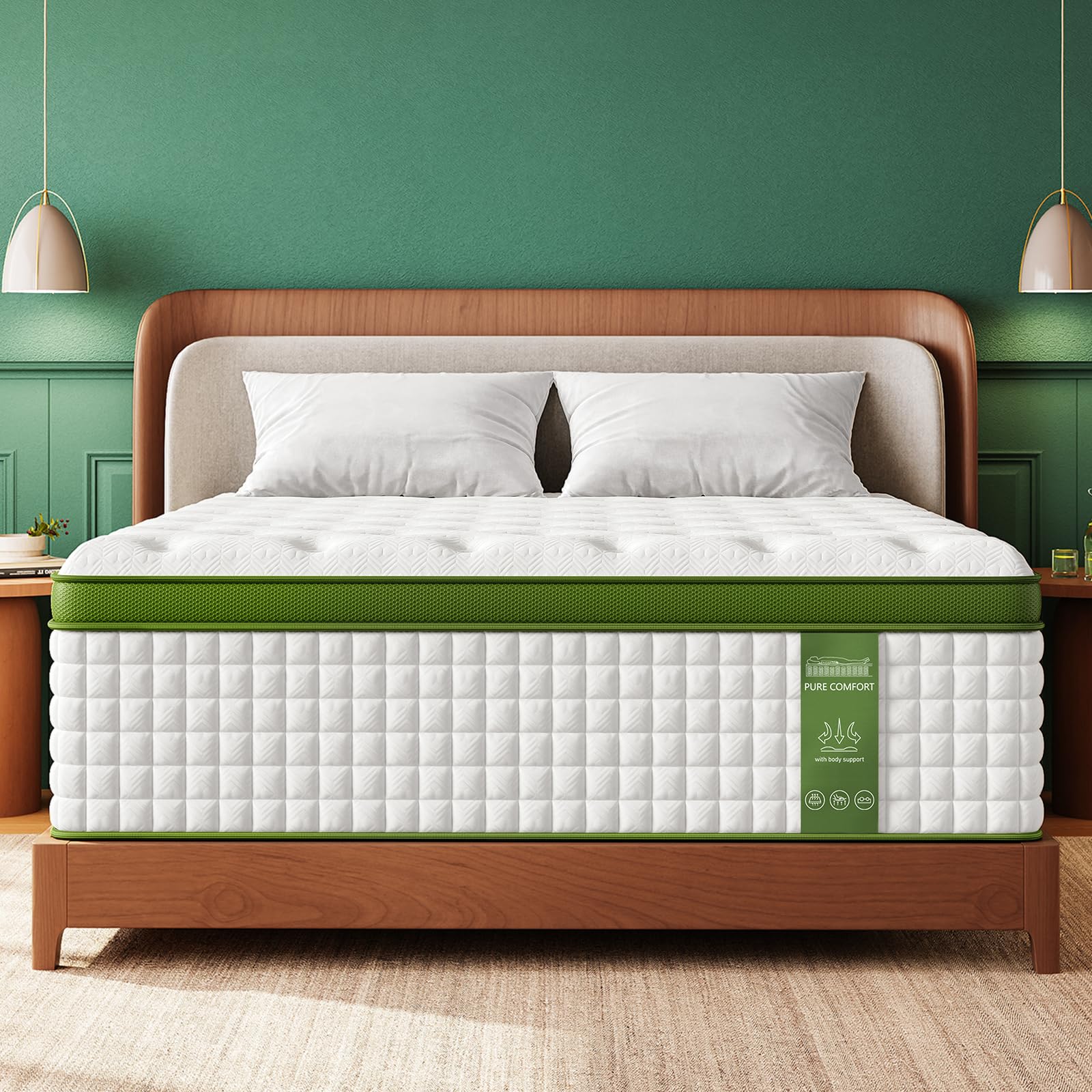 King Mattress, 14 Inch Hybrid Mattress King Size in a Box with Gel Memory Foam and Pocket