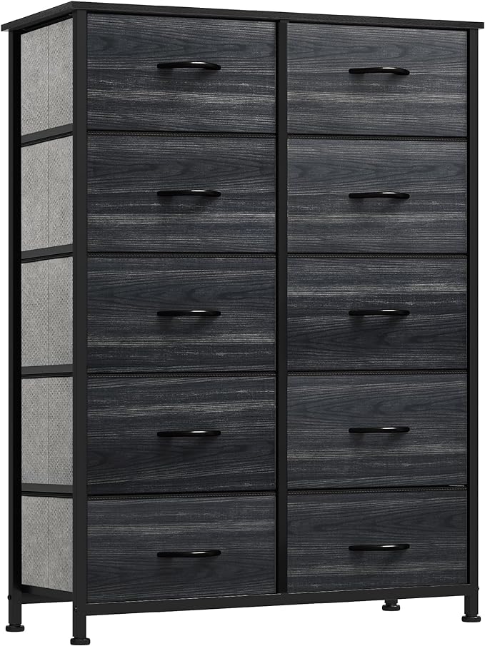 Purple Fabric Dresser Drawer, Tall Storage Dresser with 8 Drawers