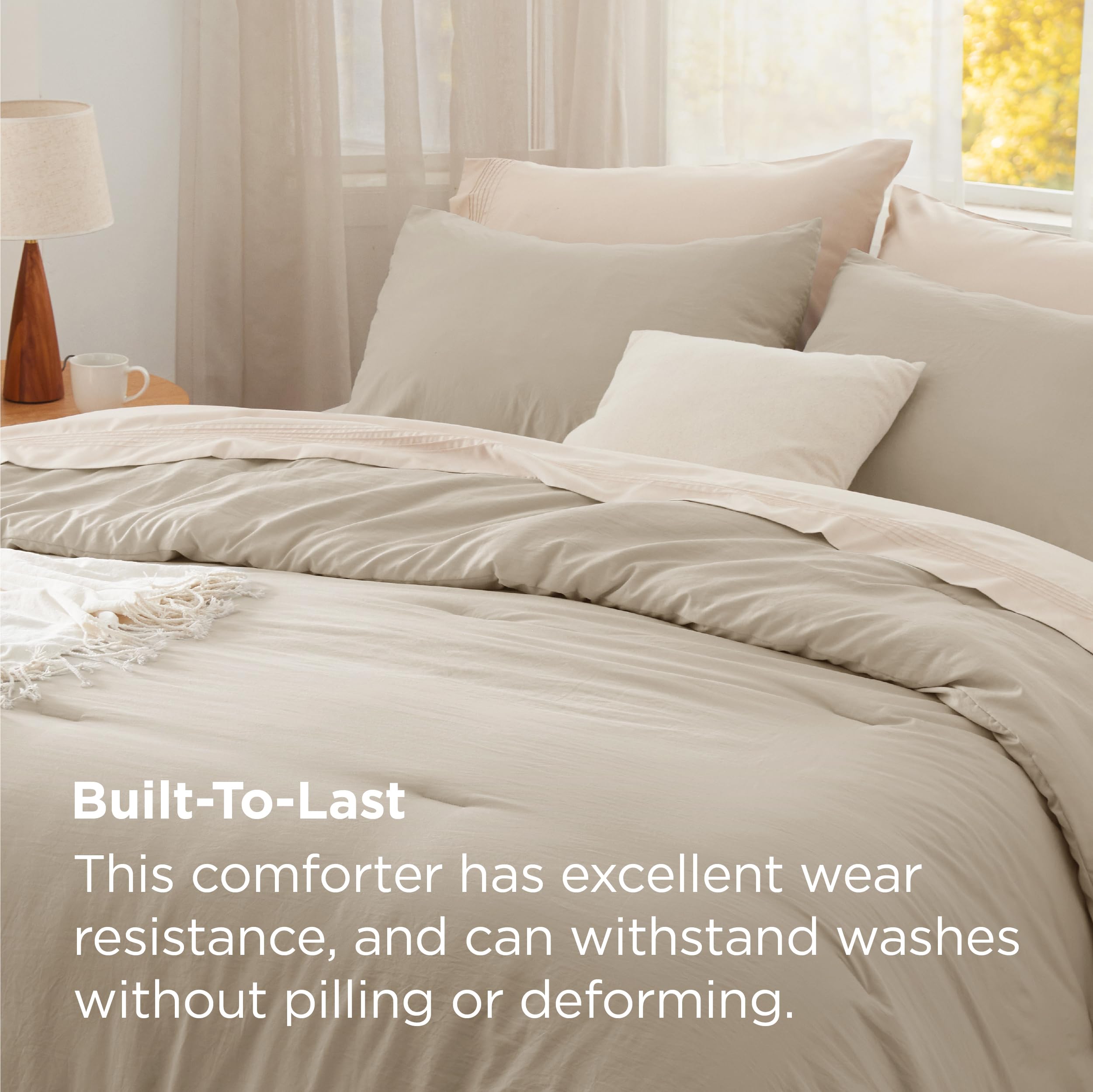 California King Comforter Set - Sand Prewashed 3-Piece Down Alternative Bedding