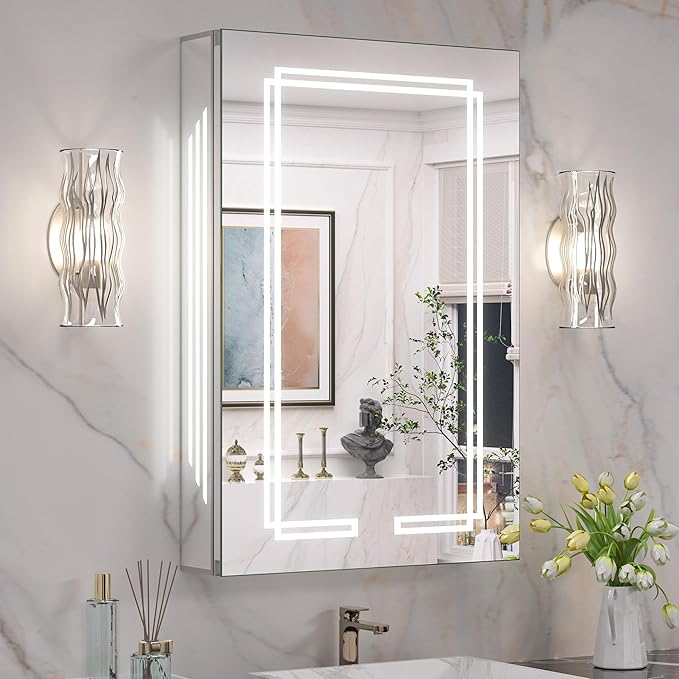 Lighted Medicine Cabinet with LED Vanity Mirror for Bathroom