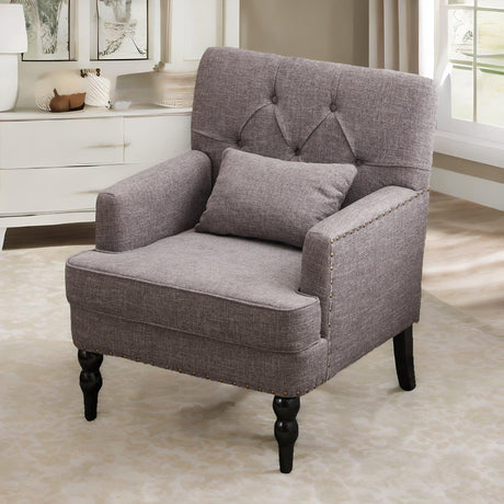 Tufted Club Chair with Lumbar Pillow,Upholstered Button Armchair,Accent Reading Chair