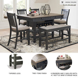 Tyler Creek Farmhouse Counter Height Dining Table with Wine Rack