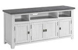 Foundry 65" TV Stand, White Stain with Grey Top