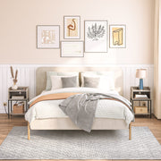 End Table with Charging Station, Nightstand with Open Drawer and Storage Shelves,