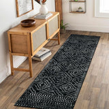 Moroccan Washable Rug 4x6, Black Boho Living Room Area Rug, Non-Slip Farmhouse Bedroom Carpet Dorm Room