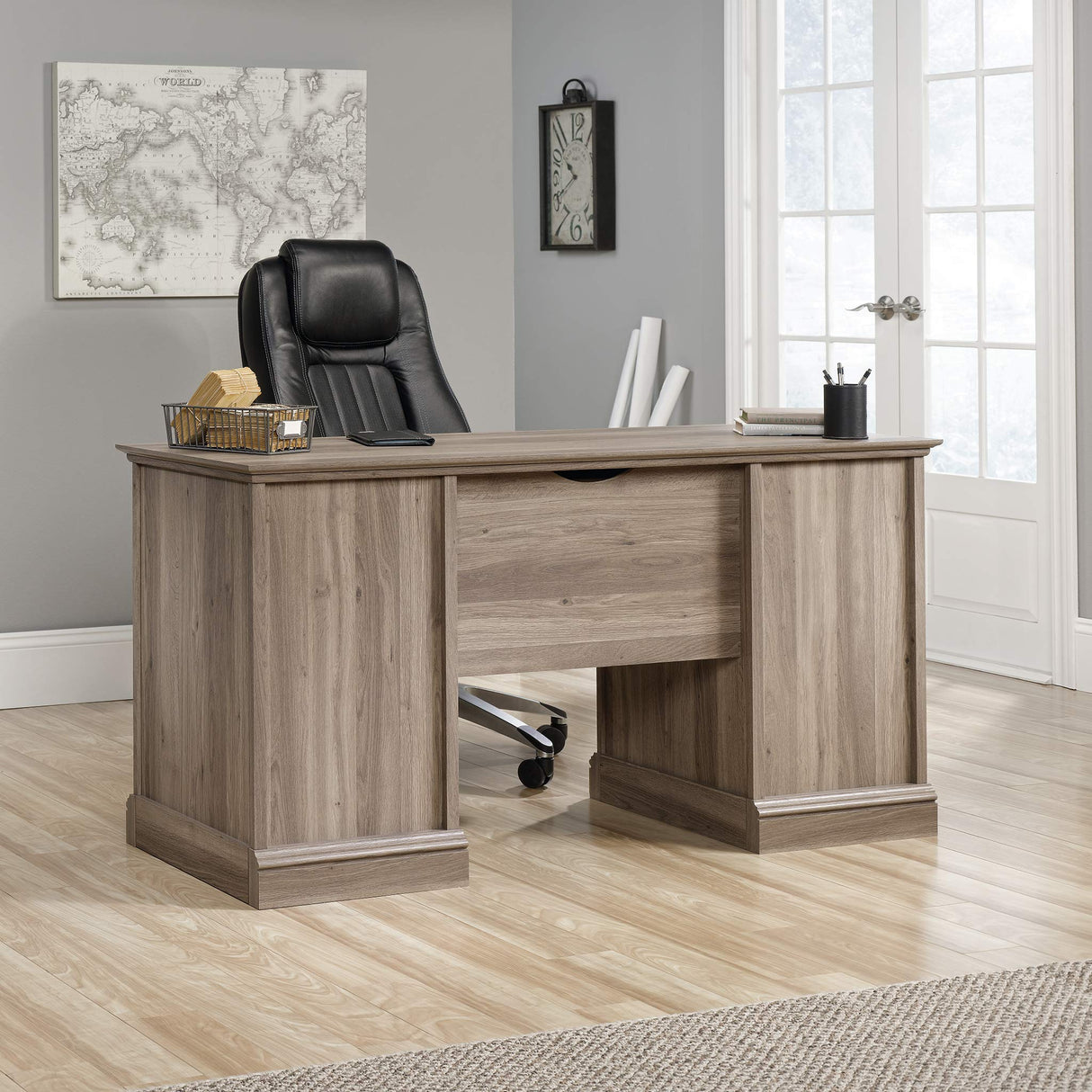 Barrister Lane Executive Desk, Salt Oak finish