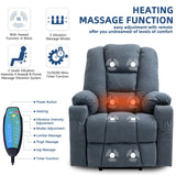 SOCIALCOMFY Power Lift Recliner Chair for Elderly, Heavy Duty Lift Chair with Heat and Massage, Soft Fabric Recliner Chair with 2 Remote Controls, Cup Holders, Side Pockets & USB Ports (Blue)