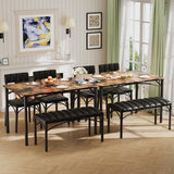 Kitchen Table Set for 4-6, 43" Home Kitchen Table with 2 Chairs and Bench, PU Backrest