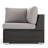 Santa Rosa Outdoor Wicker 5 Seater Sectional Conversation Set with Aluminum Frame and Water Resistant Cushions