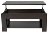 Lift Top Coffee Table with Hidden Compartment and Storage Shelf, Espresso