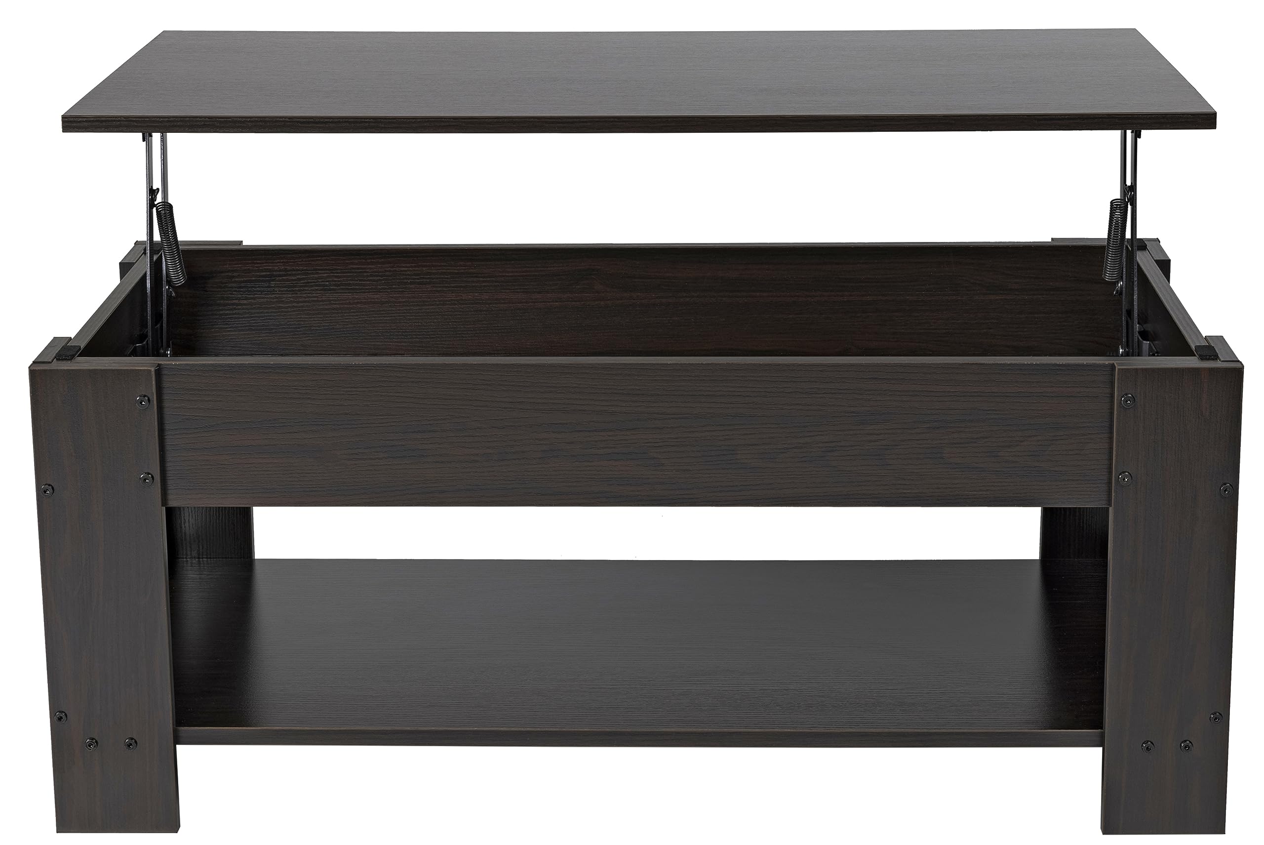Lift Top Coffee Table with Hidden Compartment and Storage Shelf, Espresso