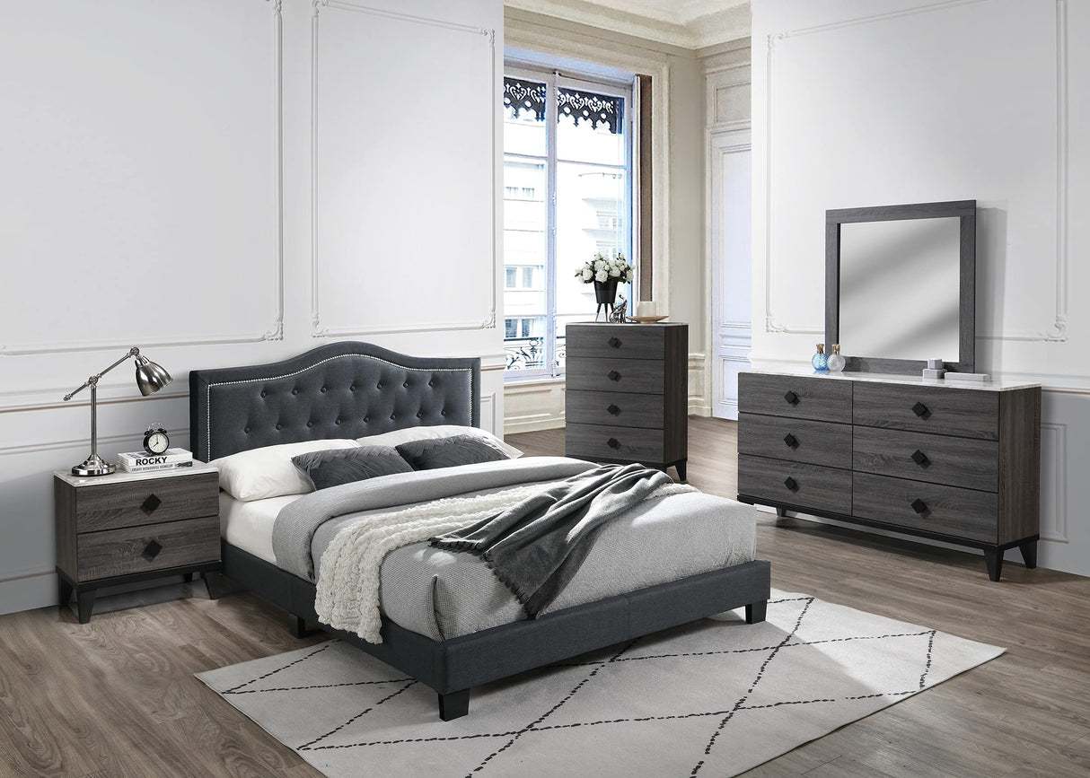 Twin Fabric Upholstered Bed, Charcoal