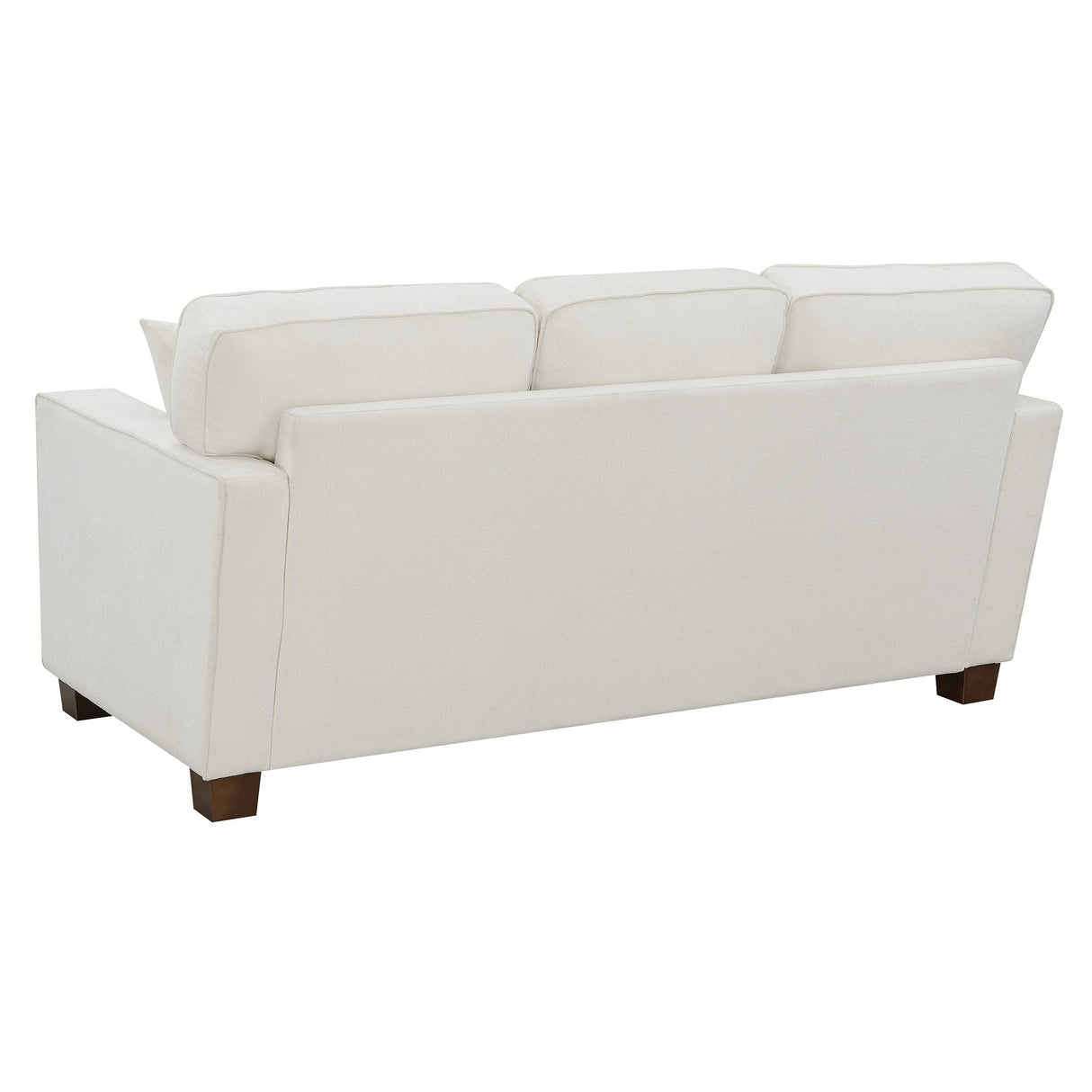 Furnishings Russell 3 Seater Sofa with 2 Pillows and Coffee Finished Legs, Ivory