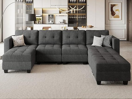 Sofa Set with Ottomans Oversized U Shaped Sofa Set with Storage Seat