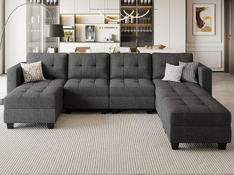 Modular Storage U-Shape Sectional Sofa Couch with Reversible Chaises 7-seat Sofa