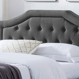 Veromca Theresa Contemporary Fabric Upholstered Queen Sized Bed Set, Charcoal Gray,