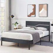 Full Size Platform Bed Frame with Wood Headboard, Strong Metal Slats Support Mattress