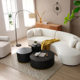 Classic Drum-Shape Living Room Table Contemporary Round Coffee Table End Table Black Wood Small Coffee Side