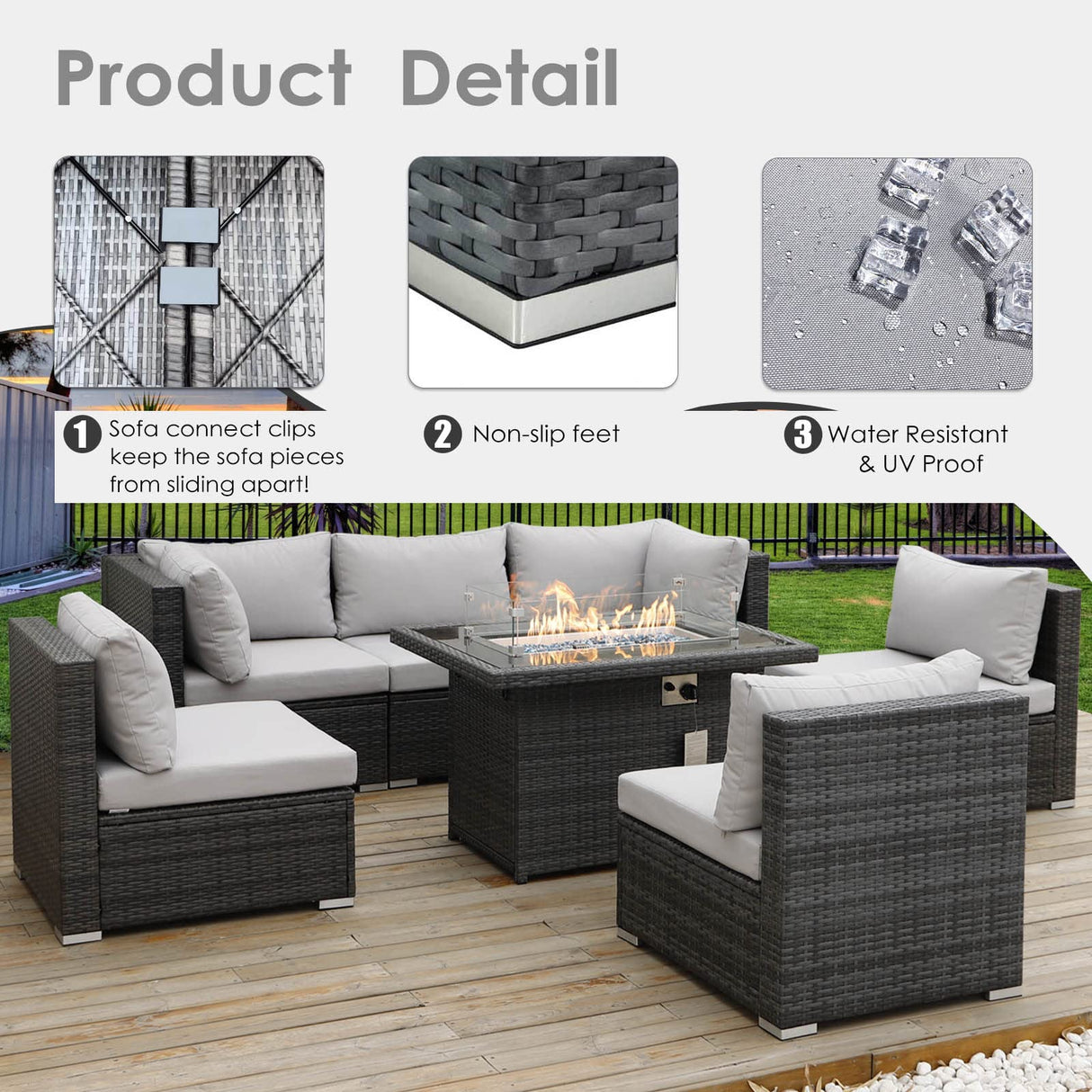 PE Wicker Patio Furniture Set Sectional High Back Large Size Sofa Sets