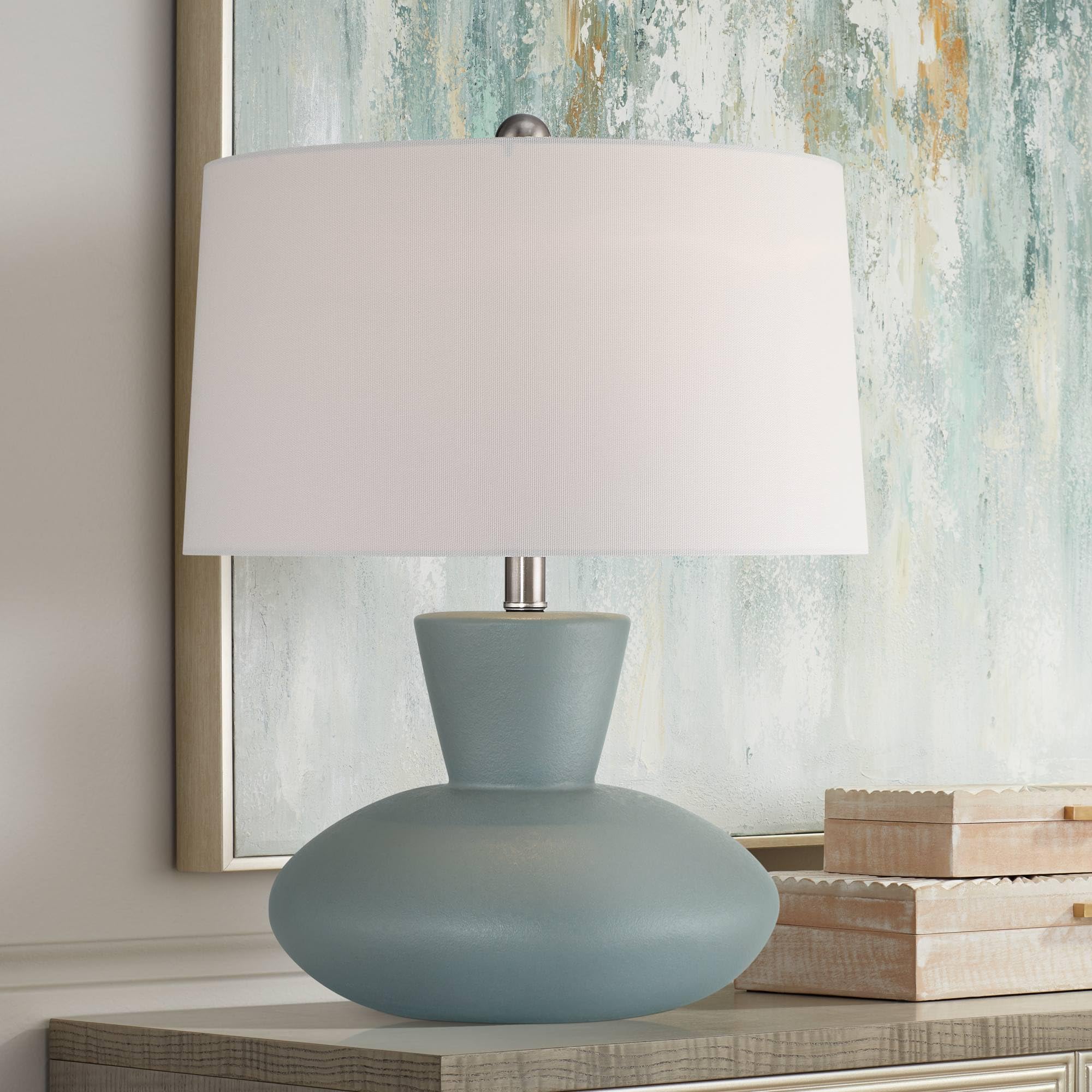 Emil 21 1/2" High Small Mid Century Modern Accent Table Lamp Light Gray Ceramic Single