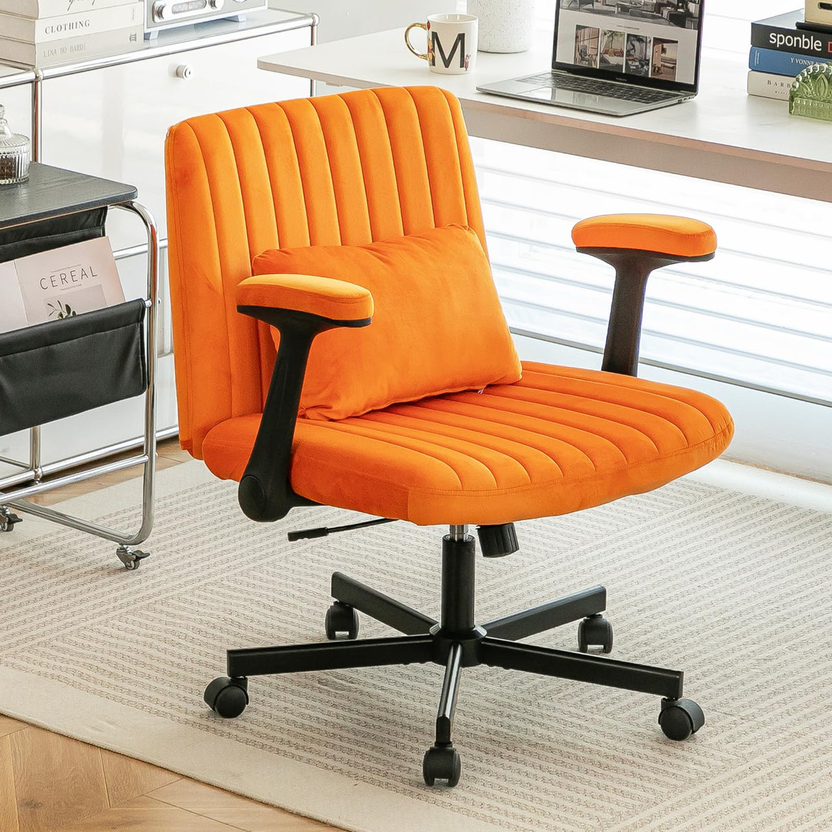 Velvet Ergonomic Office Chair with Adjustable Height & Lumbar Support