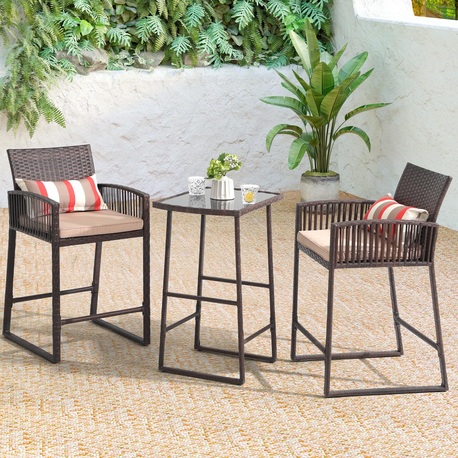 7 Piece High Patio Bar Dining Set,