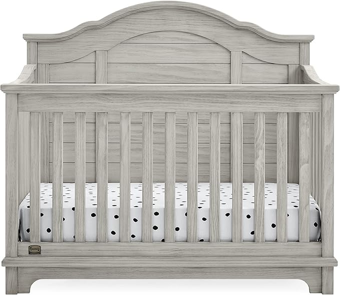 Simmons Kids Asher 6-in-1 Convertible Crib with Toddler Rail, Rustic Mist