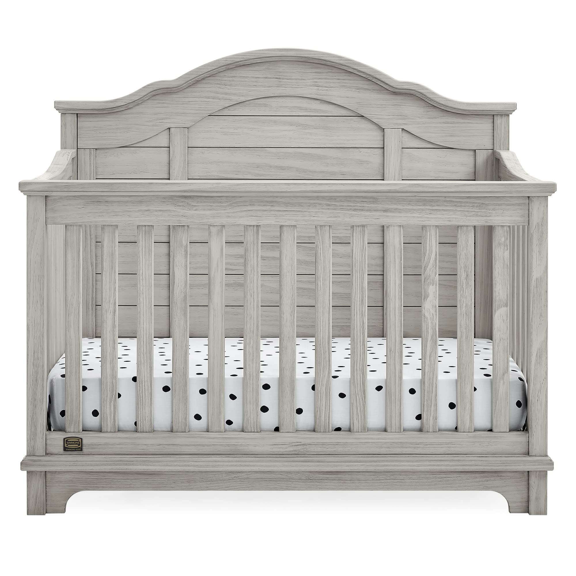 Simmons Kids Asher 6-in-1 Convertible Crib with Toddler Rail, Rustic Mist