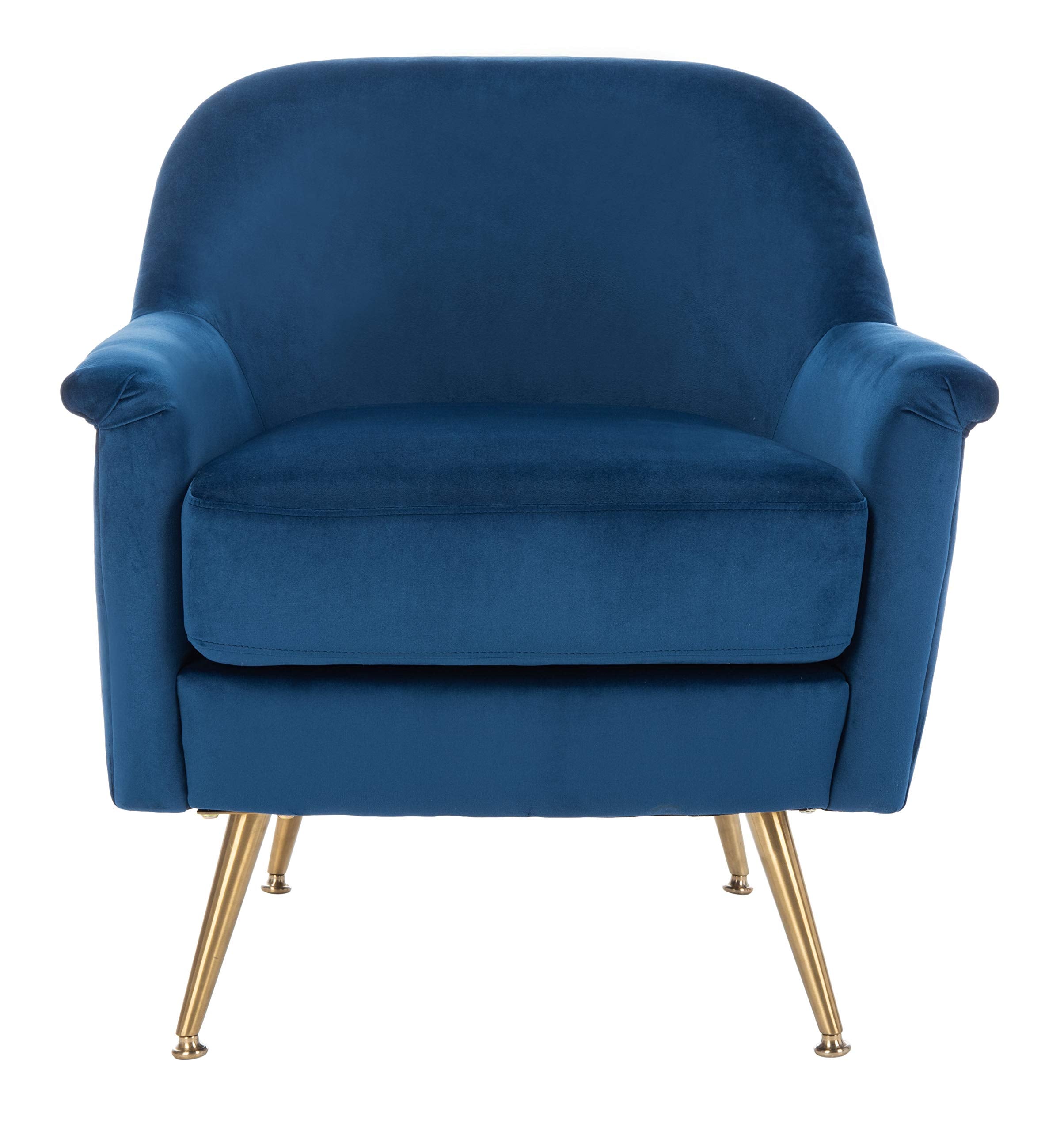 Home Brienne Retro Glam Navy Velvet and Brass Arm Chair