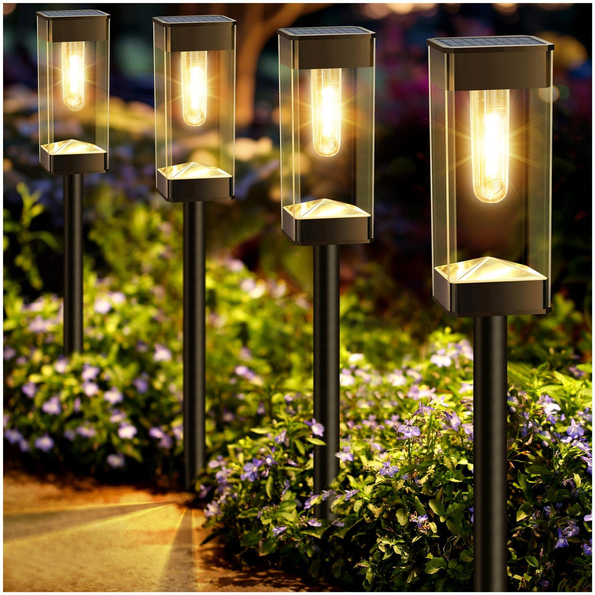 Pathway Lights 8 Pack Solar Outdoor Lights, Upgraded Stainless Steel Garden Lights