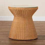 Nina End Table, Round, Natural Rattan