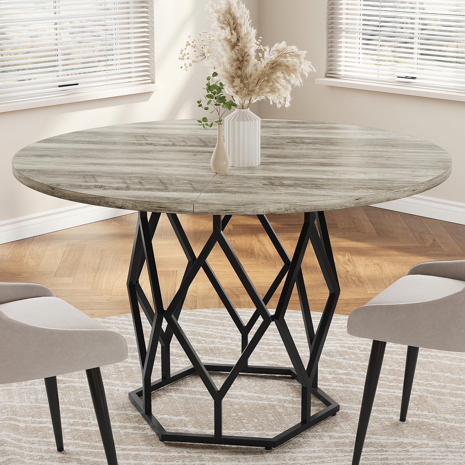 47-Inch Round Dining Table for 4-6 People