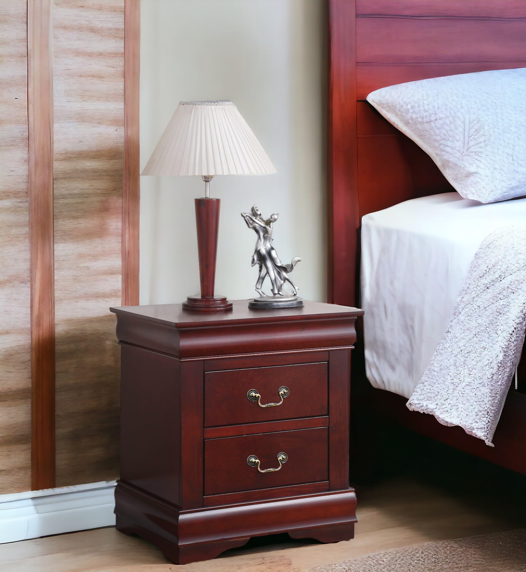 Nightstand with 2 Drawers Traditional Rectangular Side Table