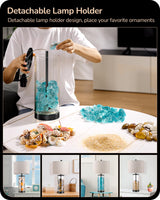 EDISHINE 23.6" Glass Table Lamp Set of 2, DIY Refillable Bedside Lamp with Linen Lampshade & Rotary Switch, E26 Base, Nightstand Light for Living Room, Bedroom, Office