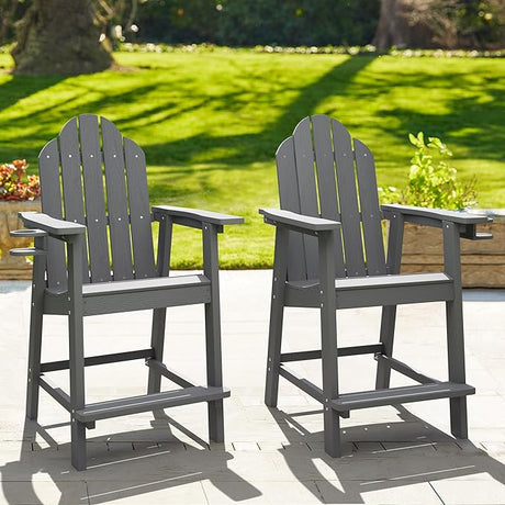 Tall Adirondack Chairs Set of 2, Recycled Poly Adirondack Chair Bar stools