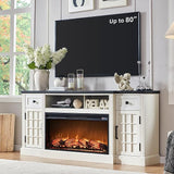 Fireplace TV Stand for up-to-80 TV, Farmhouse 70" Entertainment Center